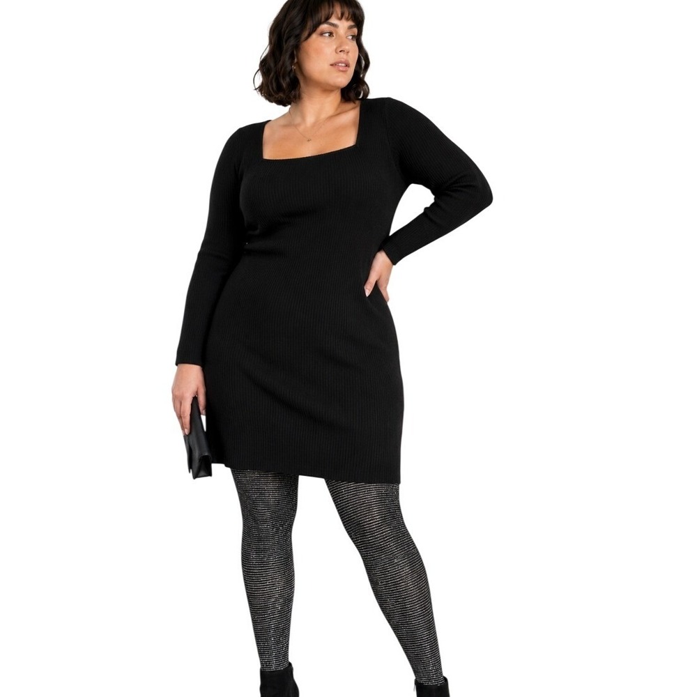 Spanx Tight-End Tights Women Size E Black Silver Metallic Luxe Patterned Stripe